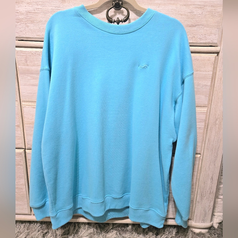Turquoise Hollister Crew Neck Pullover Women’s XL Spring Pullover Oversized Tops - Picture 3 of 6
